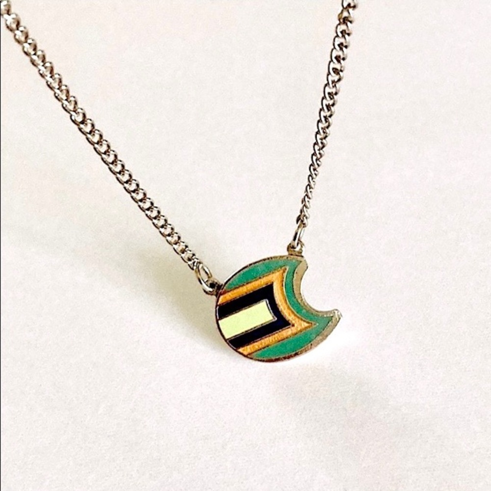 Vintage 80’s Aztec enamel pendant necklace Deadstock - Picture 1 of 3
